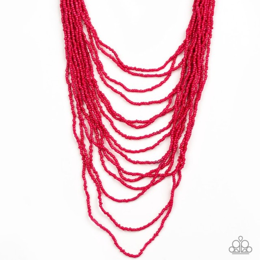 Bora Bombora- Red Necklace and Earring Set
